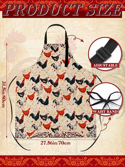 Geetery 4 Pcs Chicken Aprons for Women Rooster Print Apron Waterproof - Image 3