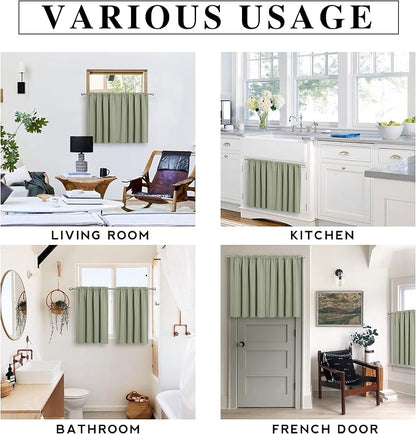 RYB HOME Short Curtains 45 inch 2 Panels Set, Room Darkening Small Window - Image 7
