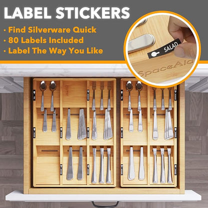SpaceAid Bamboo Silverware Drawer Organizer - Image 3
