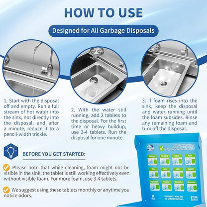 Foaming Garbage Disposal Cleaner and Deodorizer Tablets-24 Pack Food Disposal - Image 4
