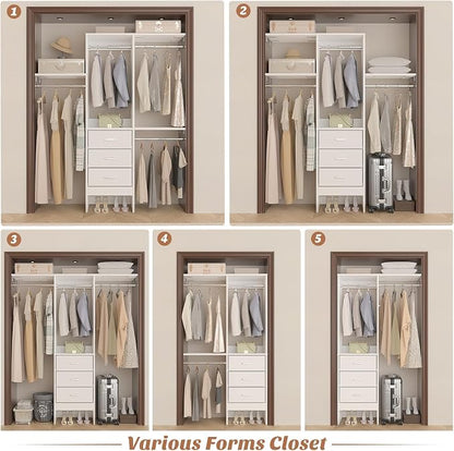 4FT Small Closet System with 3 Fabric Drawers, Flexible Built-In Clothes - Image 7