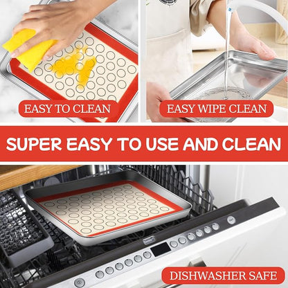Baking Sheet with Silicone Baking Mat Set, CEKEE Stainless Steel Baking Sheet - Image 6