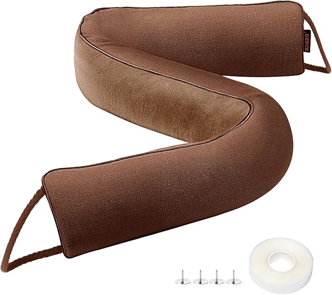 MAGZO Door Draft Stopper, 32 Inch Under Door Draft Blocker Noise Stopper, Weighted Wind Blocker Draft Guard for Bottom of Door, Brown