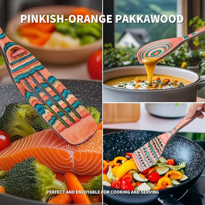 Gudamaye Pakkawood 7-Piece Wooden Cooking Utensils, Wooden Spoons - Image 2