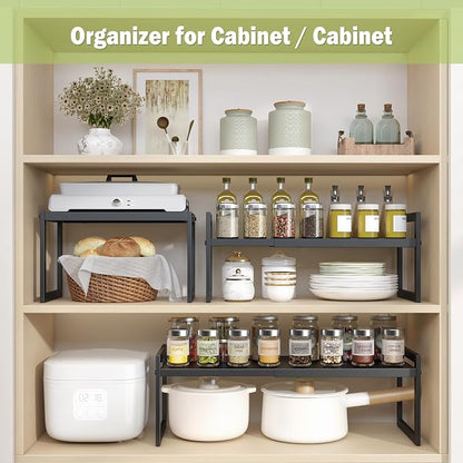 DOLALIKE Expandable kitchen Countertop Organizer, Stackable Cabinet Shelf - Image 3