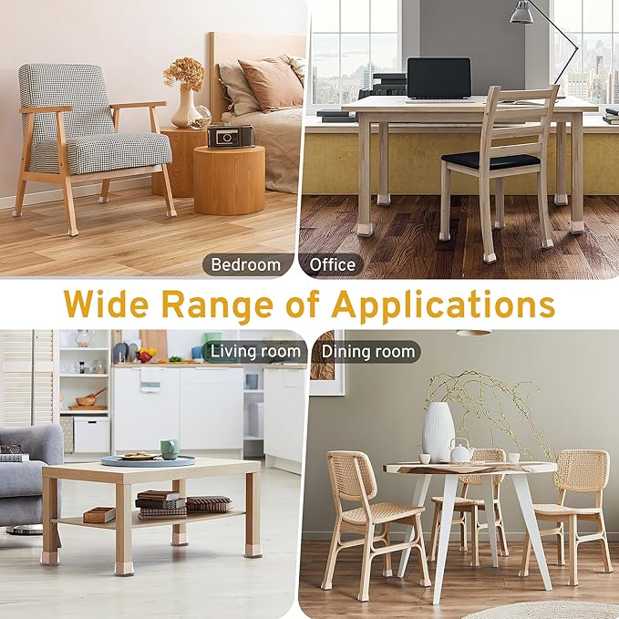 24PCS Square Chair Leg Floor Protectors, Furniture Sliders, Chair Leg Protectors for Hardwood Floors, Non-Slip Felt Furniture Pads, Silicone Cap Covers to Protect Floors, (Fit 0.75" - 1.1")
