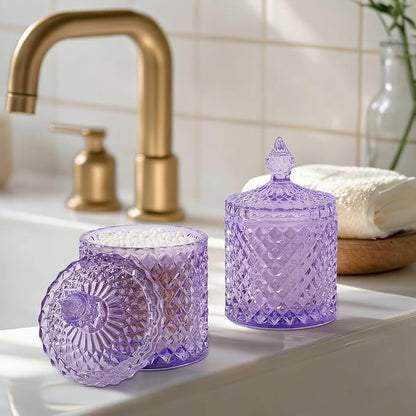 rejomiik 2 Pack Qtip Holder Thick Glass Apothecary Jars - Image 2