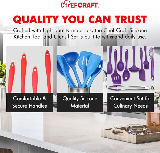 Chef Craft 9 Piece Green Premium Silicone Kitchen Tool Set - Image 5