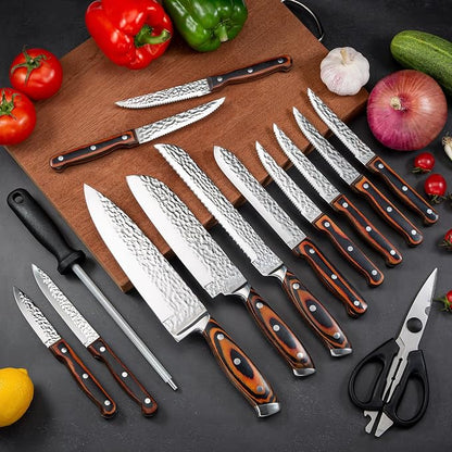 Kitchen Knife Sets with Block, 15-Piece High Carbon Stainless Steel Knife Block - Image 8