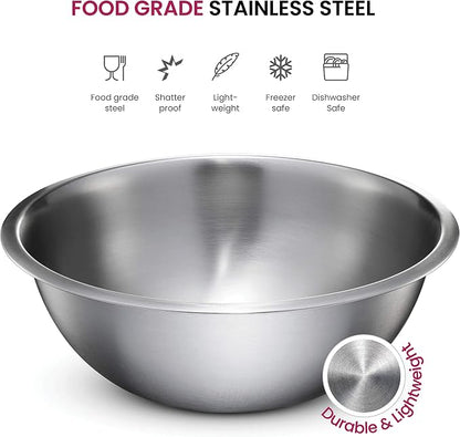 FineDine Stainless Steel Mixing Bowls Set, Dishwasher Safe, 6 Piece Metal - Image 3