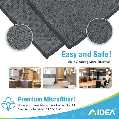 AIDEA Microfiber Cleaning Cloth Grey 24PK, Microfiber Towels - Image 7
