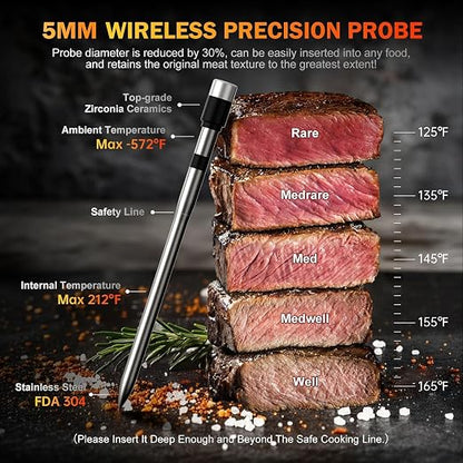 Meat Thermometer Wireless with 2 Probes, 800FT Bluetooth Digital Thermometer - Image 4