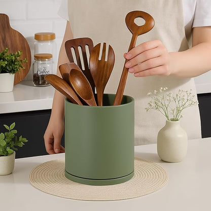 D'vine Dev 360° Rotating Utensil Holder – 7.2" Kitchen Utensil Crock - Image 3