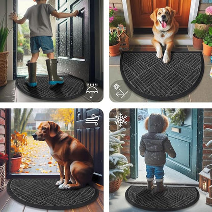 Smiry Half Circle Front Door Mat Outside Entrance, Heavy Duty Outdoor Indoor - Image 7