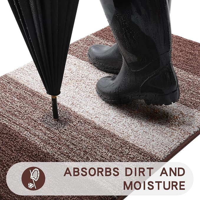 Kitinjoy Indoor Outdoor Door Mat, 71x47 Non-Slip Absorbent Dirt Trapper - Image 2