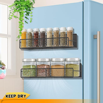 2 Pack Magnetic Spice Rack for Refrigerator, Rustproof Magnetic Shelf for Fridge - Image 3