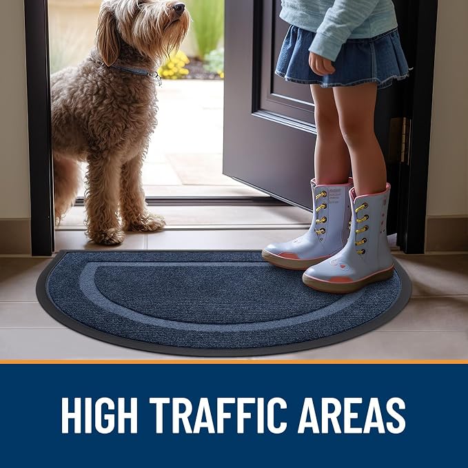 OLANLY Half Circle Door Mat Indoor Outdoor Entrance Welcome, Waterproof - Image 7
