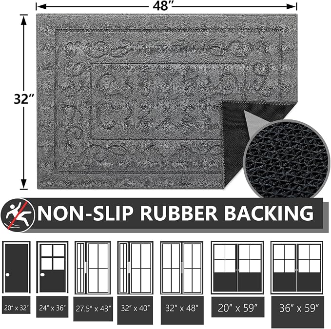 FONEYI Indoor Door Mat 32" x 48", Dirt Trapper Door Mats Non-Slip Entryway Rugs - Image 2