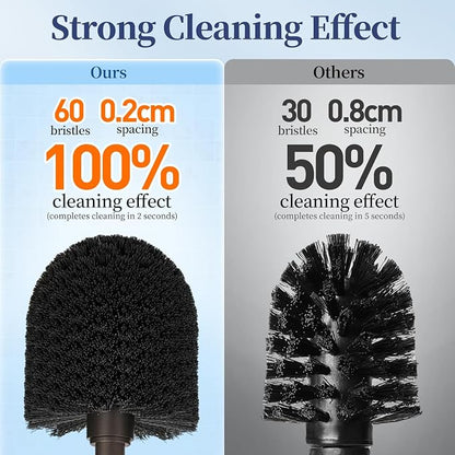 HAMITOR Toilet Bowl Brush Holder Set: 2 Pack Modern Deep Cleaning Bathroom - Image 2