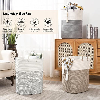 Woven Laundry Basket for Clothes, 80L Large Rectangle Laundry Hampers - Image 6