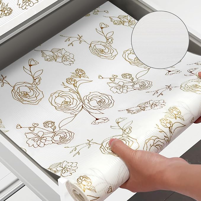 Shelf Cabinet Liner for Kitchen- Non Adhesive 17.5In x 20FT Drawer Liner by CLENAT