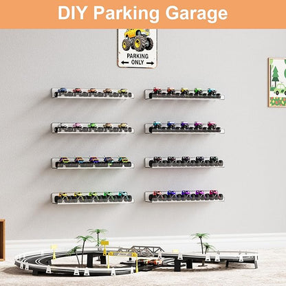 upsimples 8 Pack Acrylic Shelves Wall Organizer and Storage, Toy Cars, Kids - Image 2