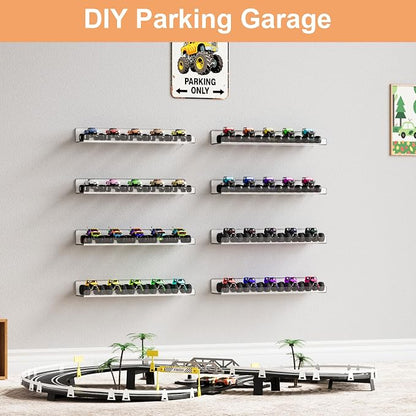 upsimples 10 Pack Acrylic Shelves Wall Organizer and Storage, Toy Cars - Image 2
