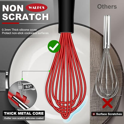 Walfos Whisk, Silicone Whisk Heat Resistant Kitchen Whisks Set of 4- - Image 2