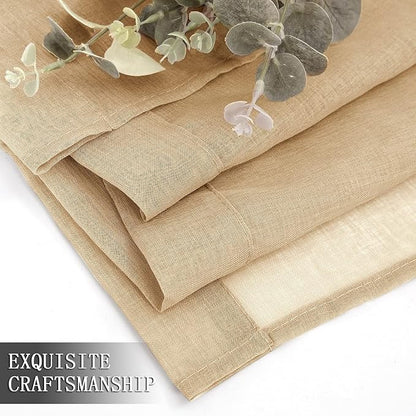 Tollpiz Sheer Curtains Bedroom Linen Textured Curtain Sheers Light Filtering - Image 7