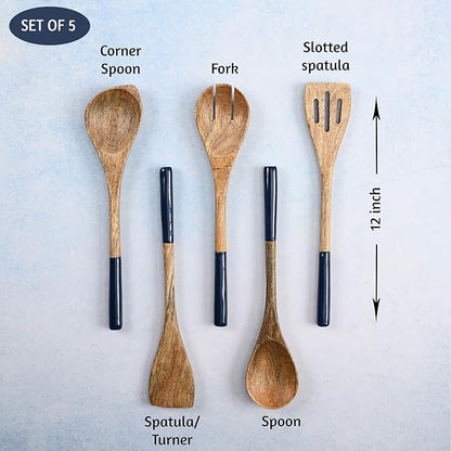 Folkulture Wooden Spoons for Cooking | 12" Premium Acacia Wooden Utensil Set of - Image 2