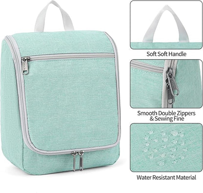Della Gao Hanging Toiletry Bag for Men and Women, Portable Travel Makeup Bag Cosmetic Bag Toiletries Organizer, Bathroom Bag, Water Resistant Nylon - Green