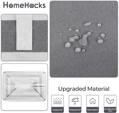 HomeHacks 2 Pack Large Laundry Baskets, Waterproof, Freestanding Laundry Hampers, Collapsible Clothes Hamper with Reinforced Handles in Laundry, College Dorm, Bathroom, Bedroom (Grey+Pink, 125Lx2)