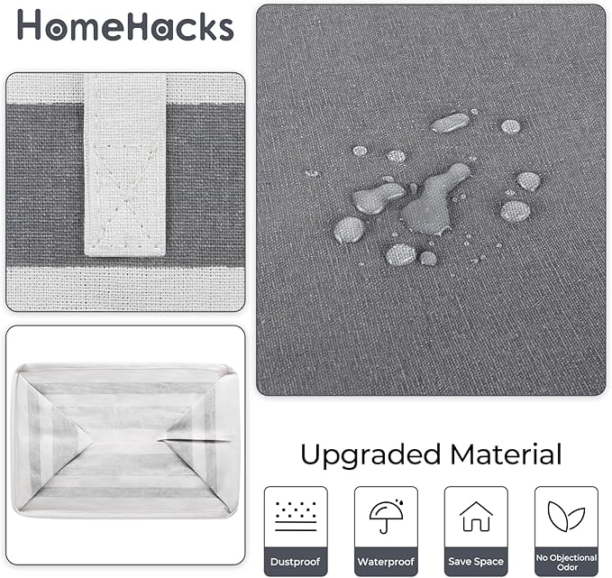 HomeHacks 2 Pack Large Laundry Baskets, Waterproof, Freestanding Laundry Hampers, Collapsible Clothes Hamper with Reinforced Handles in Laundry, College Dorm, Bathroom, Bedroom (Grey+Pink, 75Lx2)