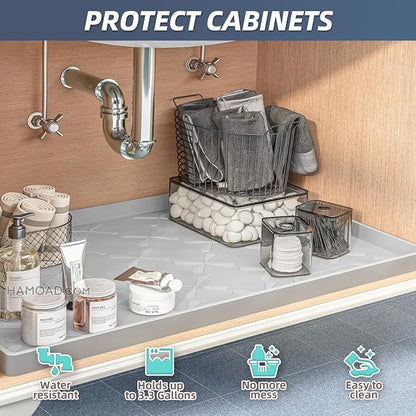 SIKADEER 31" x 19" Under Sink Mat Waterproof, Silicone Mat Kitchen Drawer Shelf - Image 4
