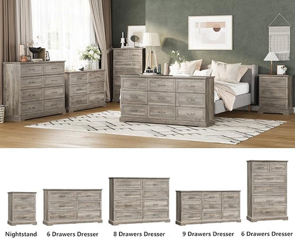 6 Drawer Dresser for Bedroom, Rustic Farmhouse Dresser - Image 8