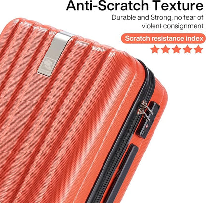 Hanke 29 Inch Luggage Suitcases With Spinner Wheels Lightweight PC hardside Rolling Suitcase With Travel Lock, Checked-Large 29-Inch Christmas Gifts for Birthday （Orange）