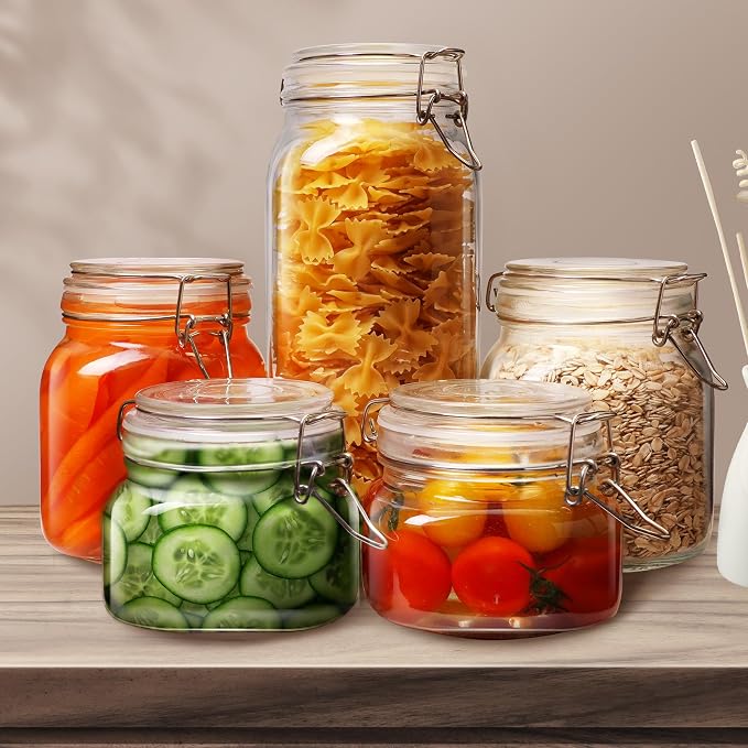 Square Glass Jars with Airtight Lid Set of 3, 50 floz Wide Mouth Mason Jars - Image 3
