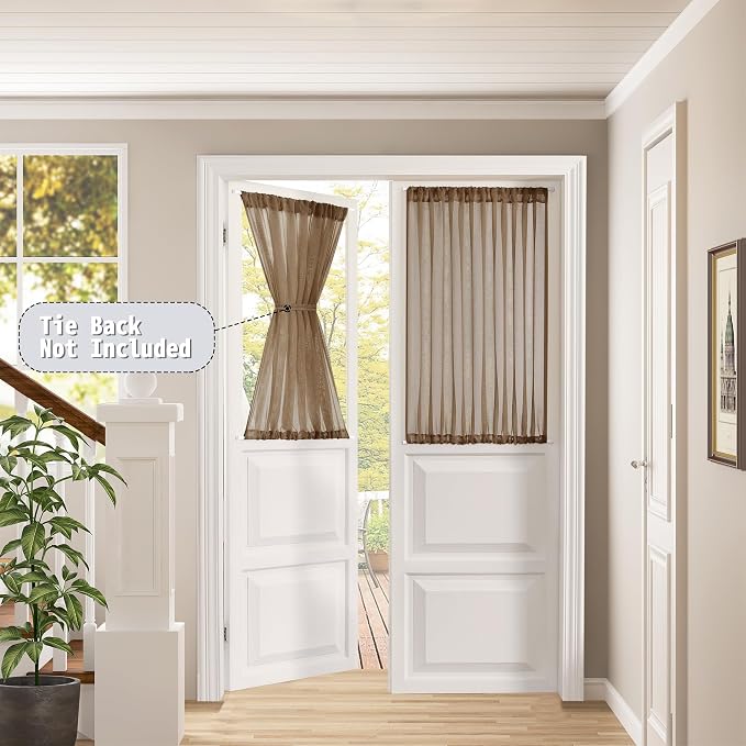 Tollpiz Short Sheer Door Curtain Closet Linen Textured Curtain Sheers Doorway - Image 2