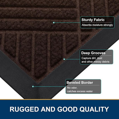 Smiry Front Door Mat Outside Entrance, Heavy Duty Outdoor Indoor Natural Rubber - Image 4