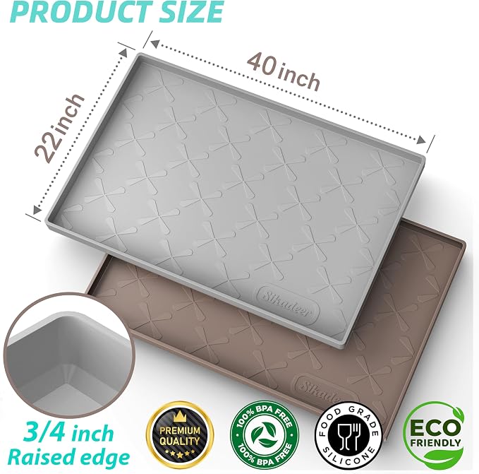 SIKADEER 40" x 22" Under Sink Mat Waterproof, Silicone Mat Kitchen Drawer Shelf - Image 3