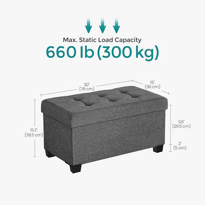 SONGMICS Storage Ottoman Bench, Foldable Foot Rest - Image 3