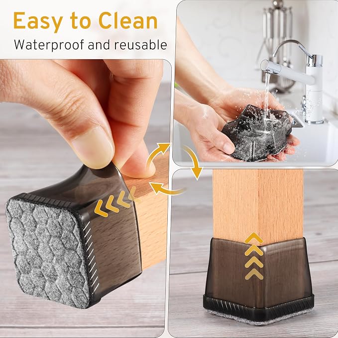 24PCS Square Chair Leg Floor Protectors, Furniture Sliders, Chair Leg Protectors - Image 5