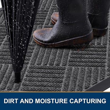 Smiry Front Door Mat Outside Entrance, Heavy Duty Outdoor Indoor Natural Rubber - Image 3