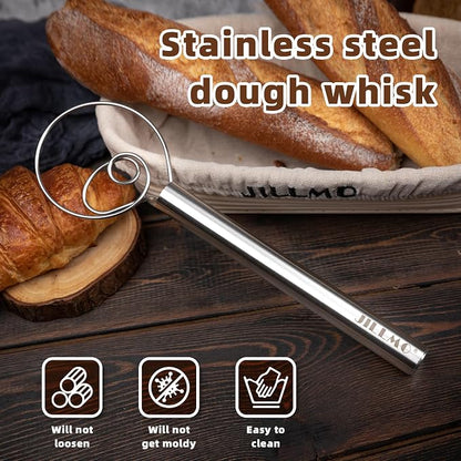 Jillmo Danish Dough Whisk, 12inch Stainless Steel Bread Whisk - Image 7