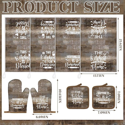 Leinuosen 8 Pcs Kitchen Towels and Oven Mitts Sets Pot Holders Dishcloths Set - Image 3