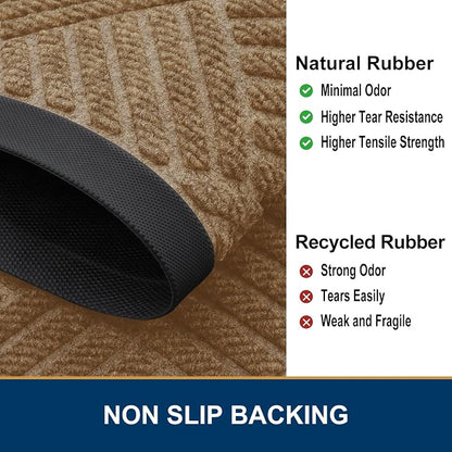Smiry Front Door Mat Outside Entrance, Heavy Duty Outdoor Indoor Natural Rubber - Image 5