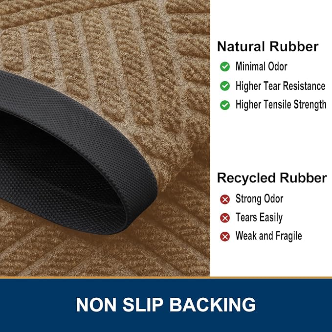 Smiry Front Door Mat Outside Entrance, Heavy Duty Outdoor Indoor Natural Rubber - Image 5