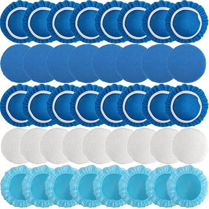 40 Piece Car Polisher Pad Set, Mix Pack of 24 Microfiber, 8 Non Woven, 8 Woolen by Tivcck