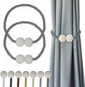 Hion Magnetic Curtain Tiebacks Gray Blue 2pcs, Curtain Tiebacks Buckles Holdbacks Holders Hooks Clip for Home Bedroom Office Decorative Curtain