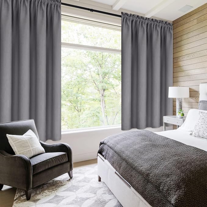 DWCN Grey Blackout Curtains for Bedroom –Rod Pocket Thermal Insulated Room - Image 2